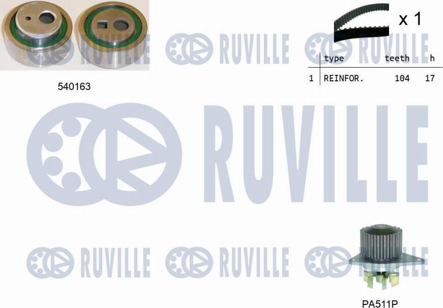 Ruville 5503291 - Водяной насос + комплект зубчатого ремня ГРМ autodif.ru