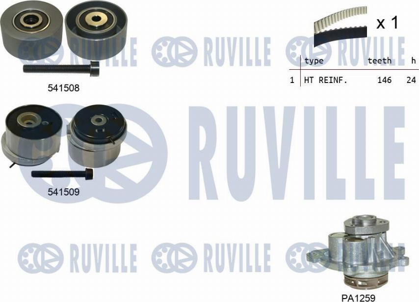 Ruville 5503201 - Водяной насос + комплект зубчатого ремня ГРМ autodif.ru