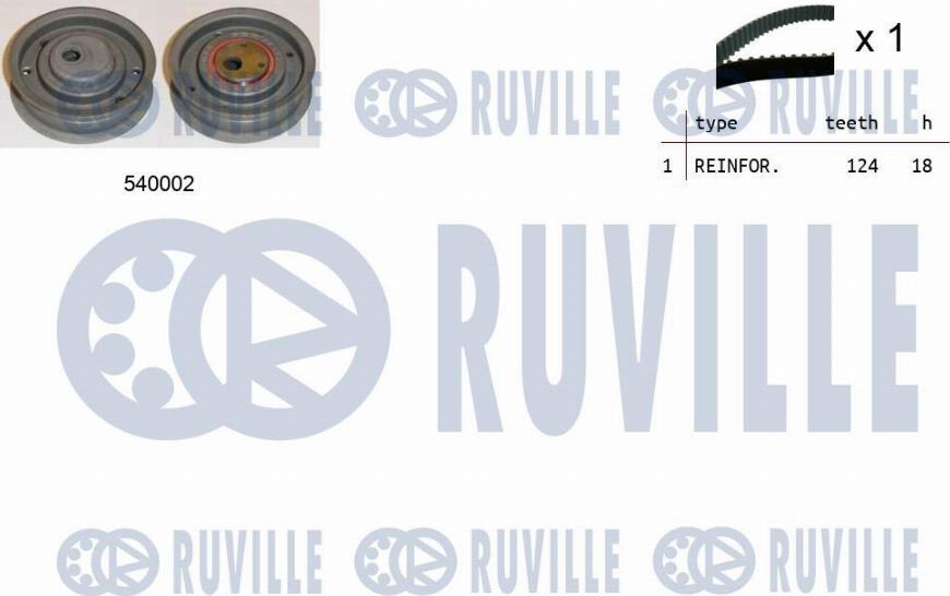 Ruville 550241 - Комплект ГРМ AUDI/VW 2.0 1990 => (ролик 1шт+ремень 124x18) autodif.ru