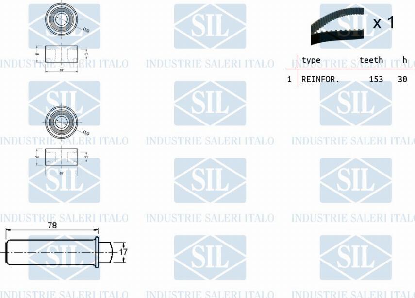 Saleri SIL TK1393 - Комплект зубчатого ремня ГРМ autodif.ru
