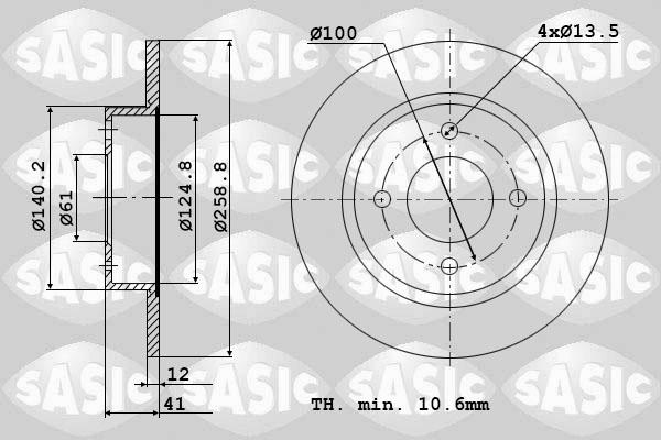 Sasic 6104001 - Тормозной диск autodif.ru