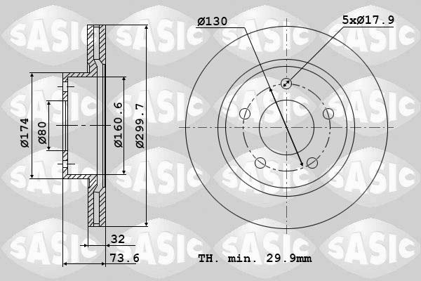 Sasic 6100019 - Диск тормозной CITROEN JUMPER/FIAT DUCATO/PEUGEOT BOXER 06-передний вент.D 300мм autodif.ru