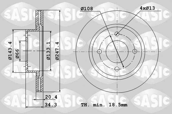 Sasic 2464A74J - Тормозной диск autodif.ru