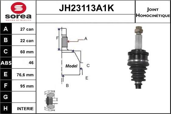 Sera JH23113A1K - Шарнирный комплект, ШРУС, приводной вал autodif.ru