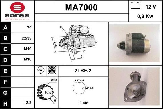 Sera MA7000 - Стартер autodif.ru