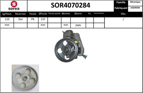 Sera SOR4070284 - Гидравлический насос, рулевое управление, ГУР autodif.ru