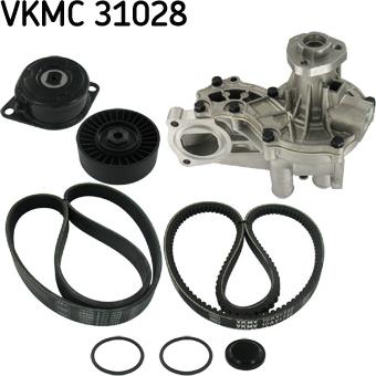 SKF VKMC 31028 - Водяной насос + комплект ручейковых ремней autodif.ru
