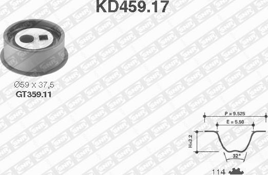 SNR KD459.17 - Комплект зубчатого ремня ГРМ autodif.ru