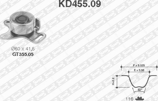 SNR KD455.09 - Комплект зубчатого ремня ГРМ autodif.ru