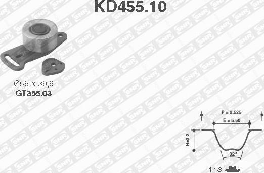 SNR KD455.10 - Комплект зубчатого ремня ГРМ autodif.ru