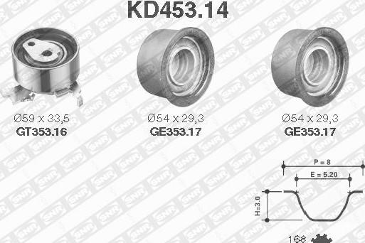 SNR KD453.14 - Комплект зубчатого ремня ГРМ autodif.ru
