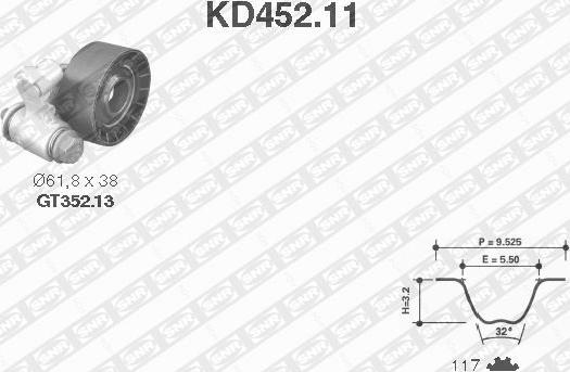 SNR KD452.11 - Комплект зубчатого ремня ГРМ autodif.ru