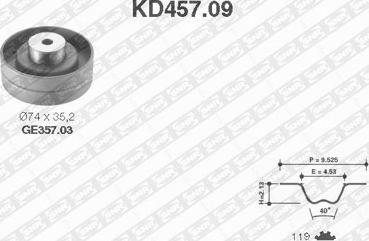 SNR KD457.09 - Комплект зубчатого ремня ГРМ autodif.ru