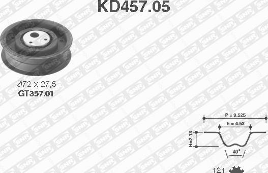 SNR KD457.05 - Комплект зубчатого ремня ГРМ autodif.ru
