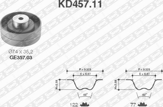 SNR KD457.11 - Комплект зубчатого ремня ГРМ autodif.ru
