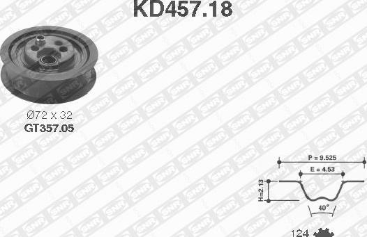 SNR KD457.18 - Комплект зубчатого ремня ГРМ autodif.ru