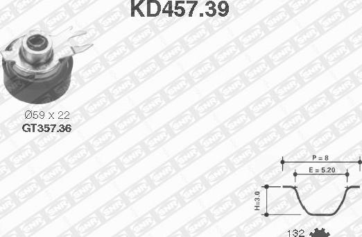 SNR KD457.39 - Комплект зубчатого ремня ГРМ autodif.ru