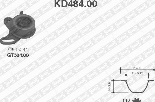 SNR KD484.00 - Комплект зубчатого ремня ГРМ autodif.ru