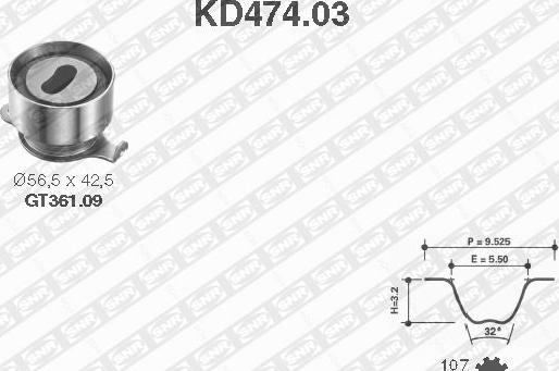 SNR KD474.03 - Комплект зубчатого ремня ГРМ autodif.ru
