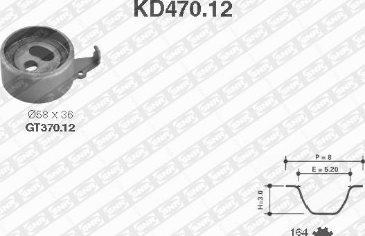 SNR KD470.12 - Комплект зубчатого ремня ГРМ autodif.ru