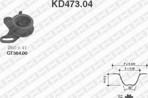 SNR KD473.04 - Комплект зубчатого ремня ГРМ autodif.ru