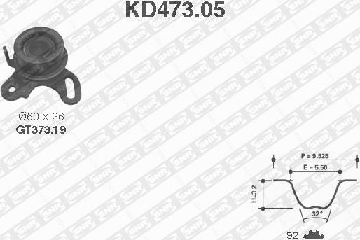 SNR KD473.05 - Комплект зубчатого ремня ГРМ autodif.ru