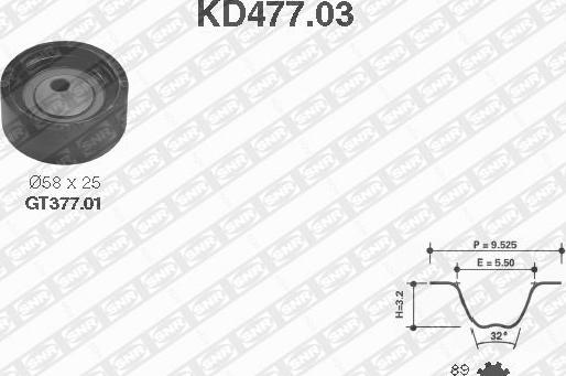 SNR KD477.03 - Комплект зубчатого ремня ГРМ autodif.ru