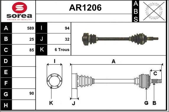 SNRA AR1206 - Приводной вал autodif.ru