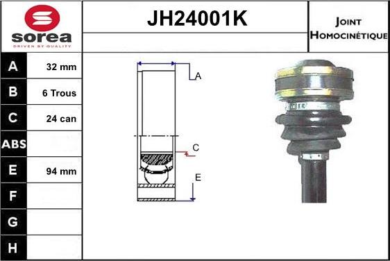 SNRA JH24001K - Шарнирный комплект, ШРУС, приводной вал autodif.ru