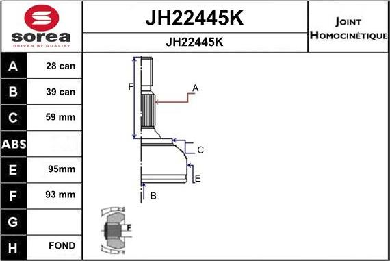 SNRA JH22445K - Шарнирный комплект, ШРУС, приводной вал autodif.ru