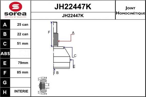 SNRA JH22447K - Шарнирный комплект, ШРУС, приводной вал autodif.ru