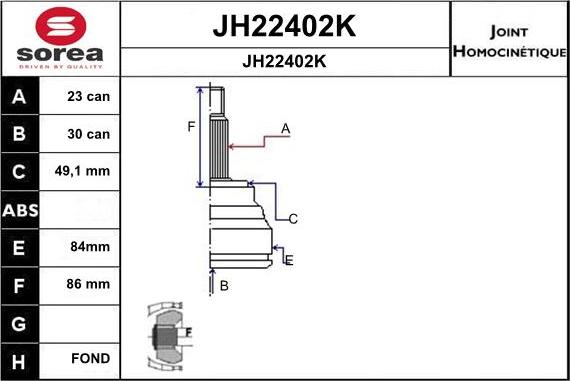 SNRA JH22402K - Шарнирный комплект, ШРУС, приводной вал autodif.ru