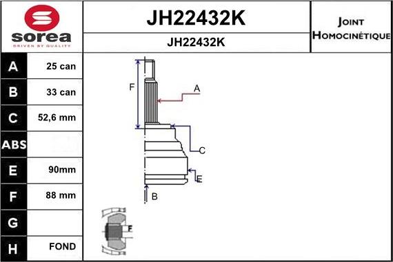 SNRA JH22432K - Шарнирный комплект, ШРУС, приводной вал autodif.ru