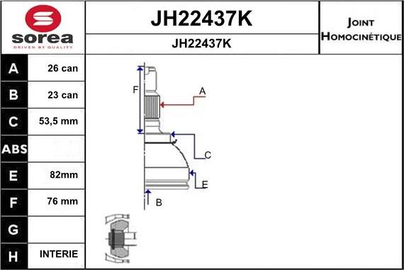 SNRA JH22437K - Шарнирный комплект, ШРУС, приводной вал autodif.ru