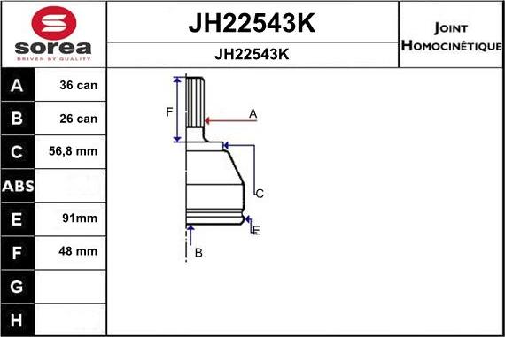 SNRA JH22543K - Шарнирный комплект, ШРУС, приводной вал autodif.ru