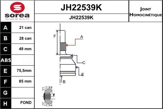 SNRA JH22539K - Шарнирный комплект, ШРУС, приводной вал autodif.ru