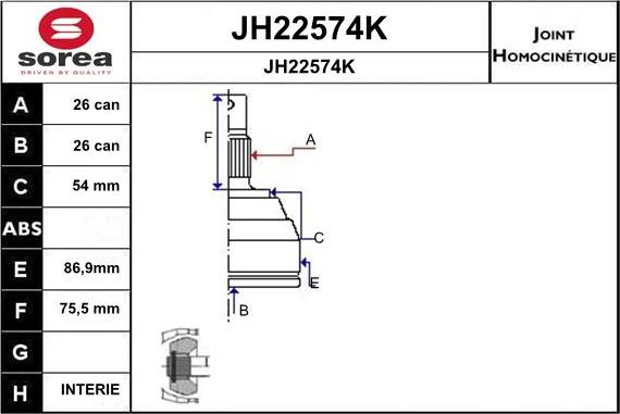 SNRA JH22574K - Шарнирный комплект, ШРУС, приводной вал autodif.ru