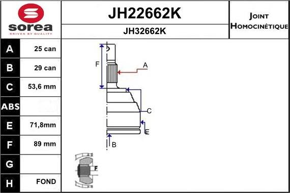 SNRA JH22662K - Шарнирный комплект, ШРУС, приводной вал autodif.ru