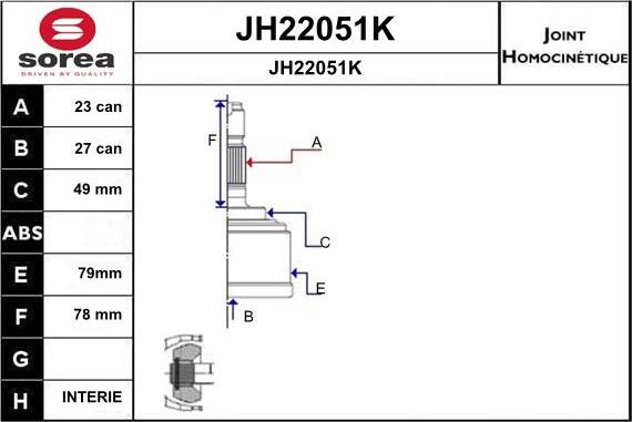 SNRA JH22051K - Шарнирный комплект, ШРУС, приводной вал autodif.ru