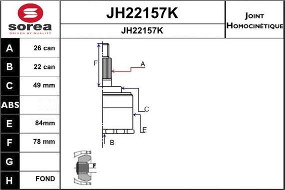SNRA JH22157K - Шарнирный комплект, ШРУС, приводной вал autodif.ru
