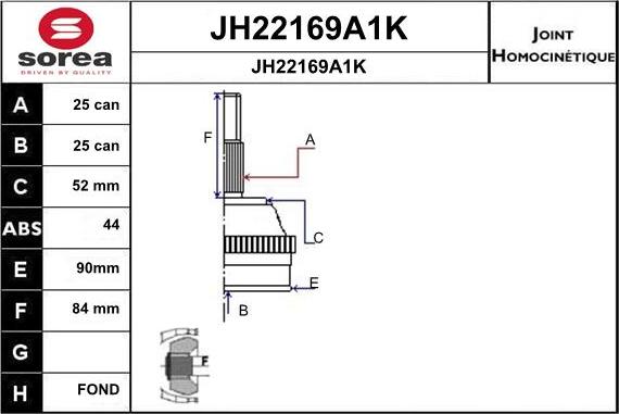 SNRA JH22169A1K - Шарнирный комплект, ШРУС, приводной вал autodif.ru