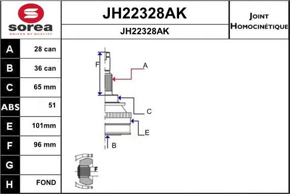 SNRA JH22328AK - Шарнирный комплект, ШРУС, приводной вал autodif.ru