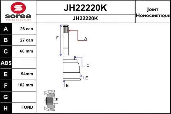 SNRA JH22220K - Шарнирный комплект, ШРУС, приводной вал autodif.ru