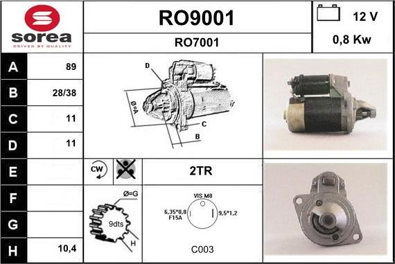 SNRA RO9001 - Стартер autodif.ru