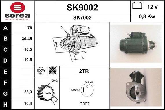 SNRA SK9002 - Стартер autodif.ru