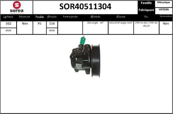 SNRA SOR40511304 - Гидравлический насос, рулевое управление, ГУР autodif.ru