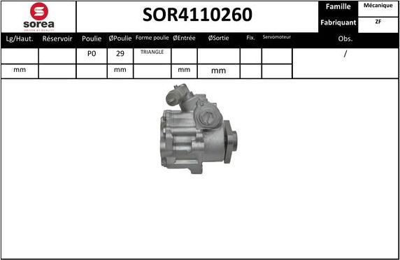 SNRA SOR4110260 - Гидравлический насос, рулевое управление, ГУР autodif.ru