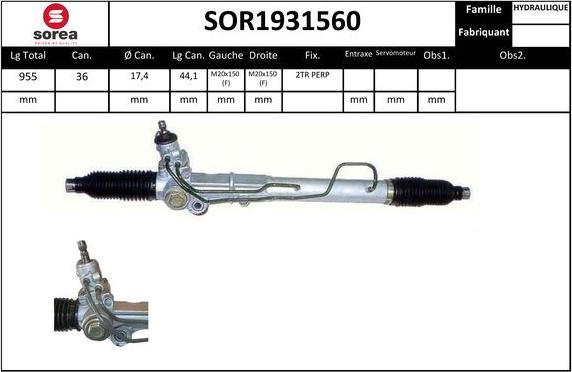 SNRA SOR1931560 - Рулевой механизм, рейка autodif.ru