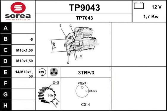 SNRA TP9043 - Стартер autodif.ru