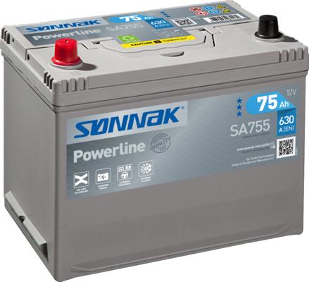 Sonnak SA755 - Стартерная аккумуляторная батарея, АКБ autodif.ru